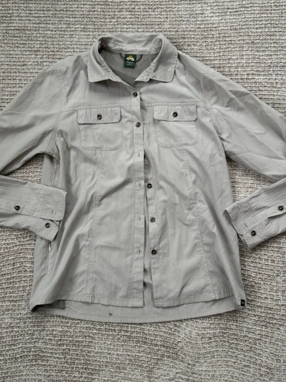 EMS Men's Long-Sleeve Button-Down Shirt - Olive Green & Light Gray